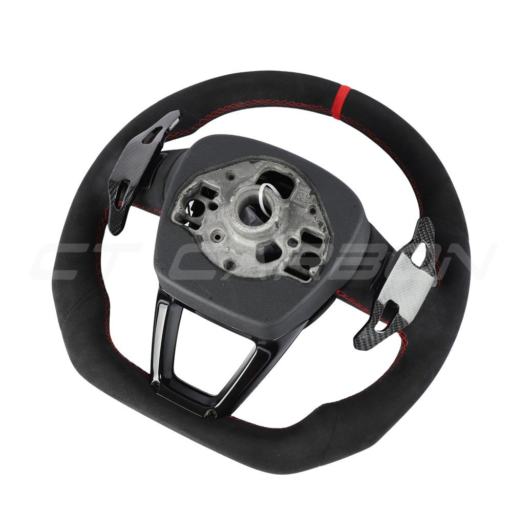 AUDI Q7/SQ7 & Q8/SQ8/RSQ8 FULL ALCANTARA FLAT BOTTOM CUSTOM STEERING WHEEL