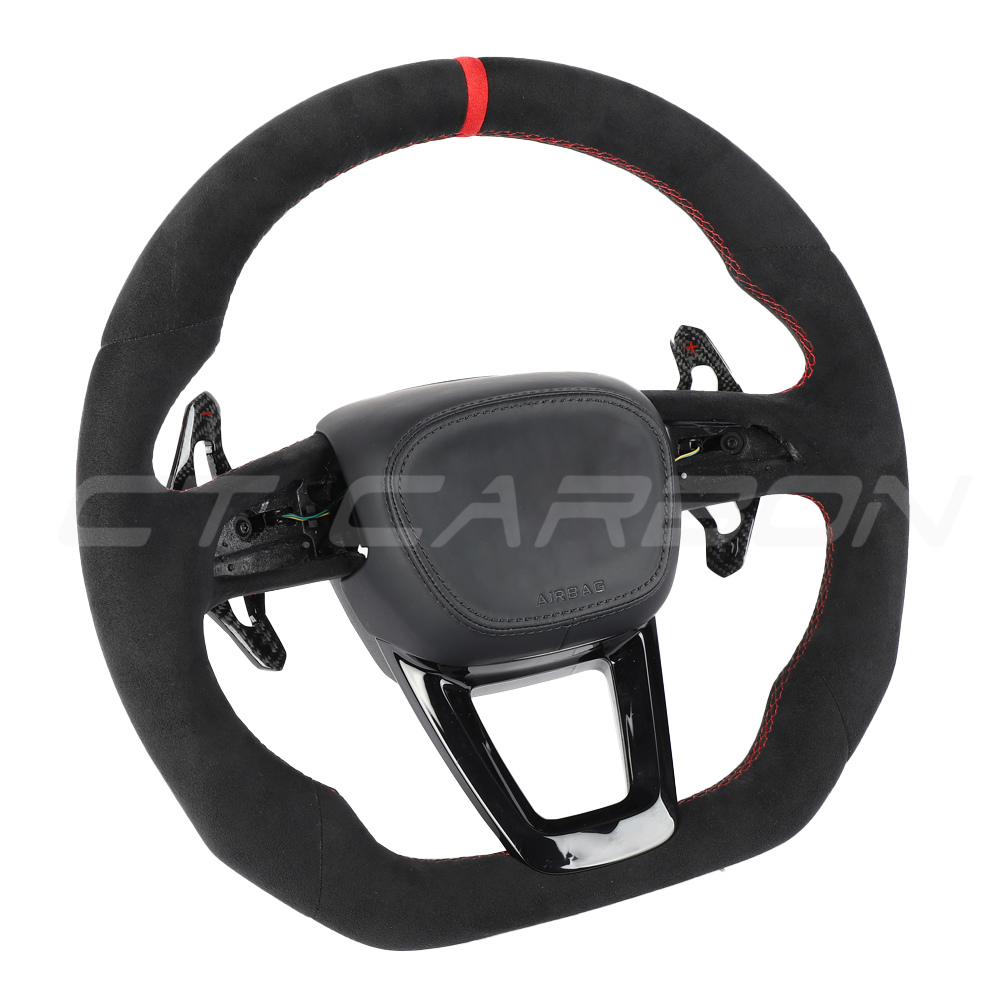 AUDI Q7/SQ7 & Q8/SQ8/RSQ8 FULL ALCANTARA FLAT BOTTOM CUSTOM STEERING WHEEL