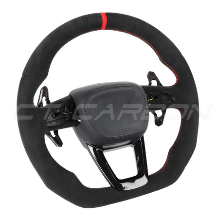 AUDI Q7/SQ7 & Q8/SQ8/RSQ8 FULL ALCANTARA FLAT BOTTOM CUSTOM STEERING WHEEL