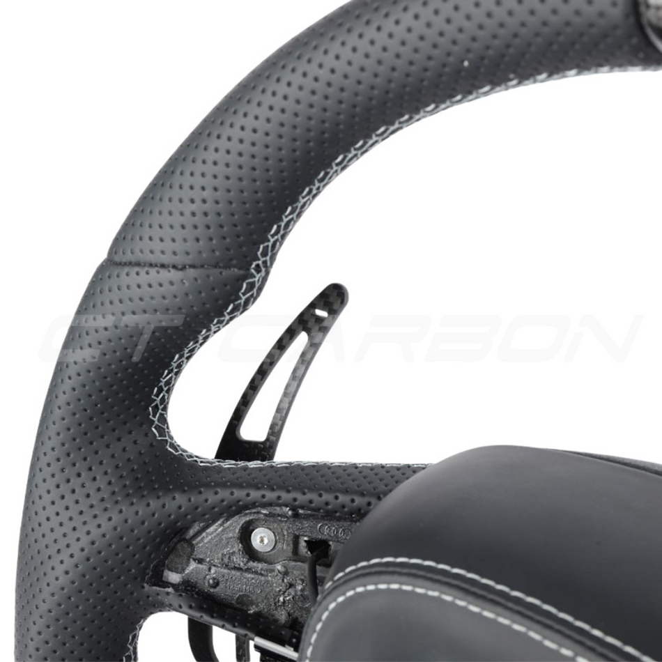AUDI RSQ3/RSQ5/RSQ8 PERFORATED LEATHER / CARBON FIBRE FLAT BOTTOM CUSTOM STEERING WHEEL