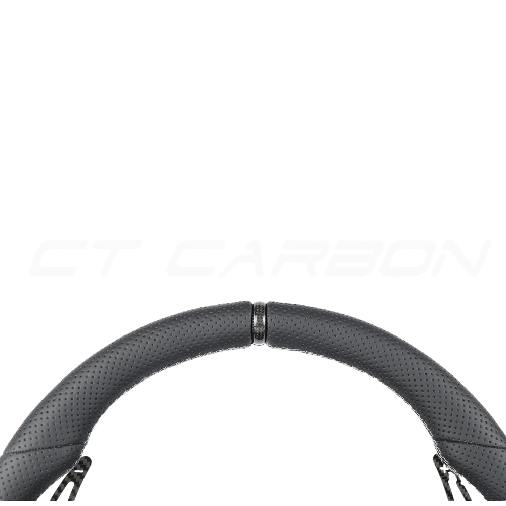 AUDI RSQ3/RSQ5/RSQ8 PERFORATED LEATHER / CARBON FIBRE FLAT BOTTOM CUSTOM STEERING WHEEL