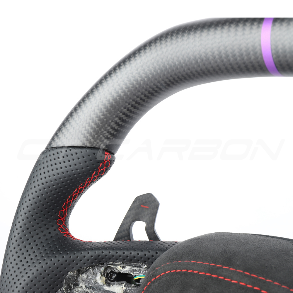 AUDI RSQ3/RSQ5/RSQ8 CARBON FIBRE / LEATHER FLAT TOP AND BOTTOM CUSTOM STEERING WHEEL