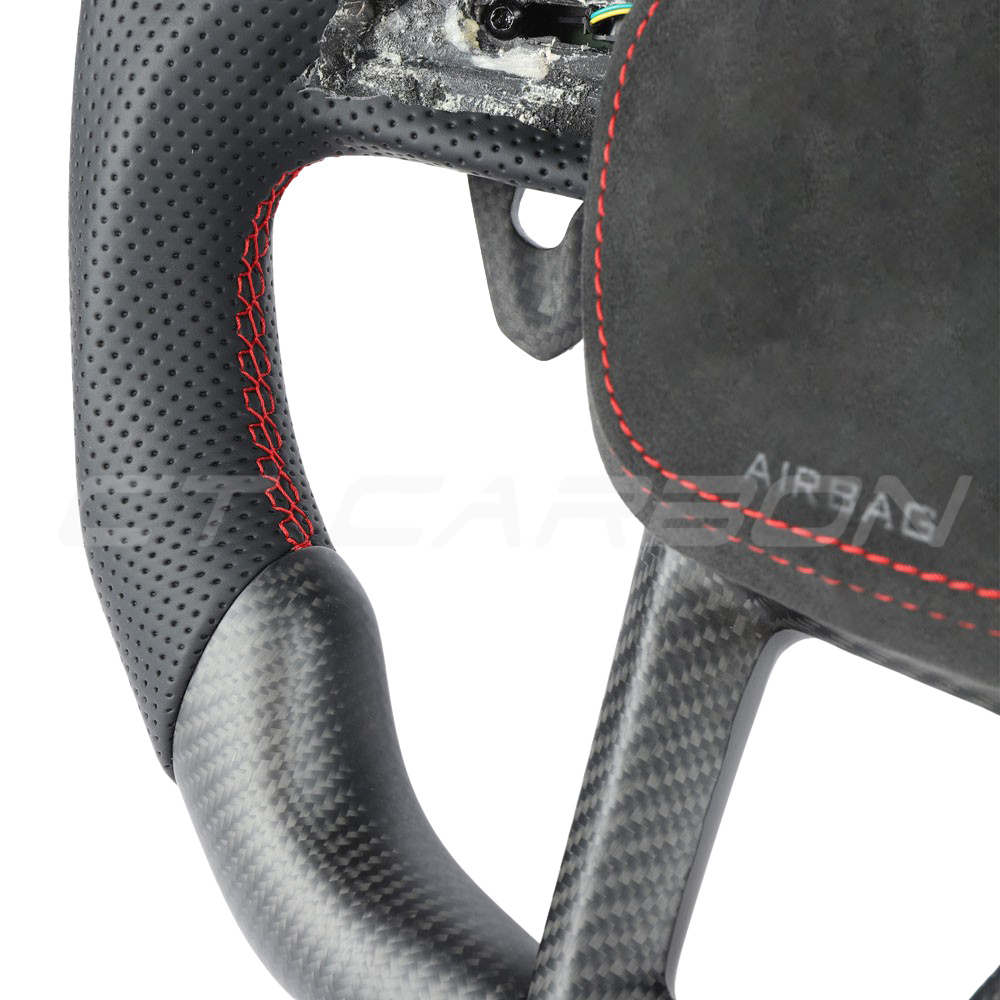 AUDI RSQ3/RSQ5/RSQ8 CARBON FIBRE / LEATHER FLAT TOP AND BOTTOM CUSTOM STEERING WHEEL