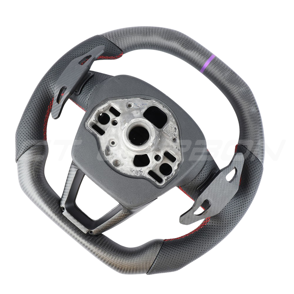 AUDI RSQ3/RSQ5/RSQ8 CARBON FIBRE / LEATHER FLAT TOP AND BOTTOM CUSTOM STEERING WHEEL