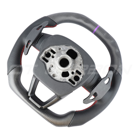 AUDI RSQ3/RSQ5/RSQ8 CARBON FIBRE / LEATHER FLAT TOP AND BOTTOM CUSTOM STEERING WHEEL