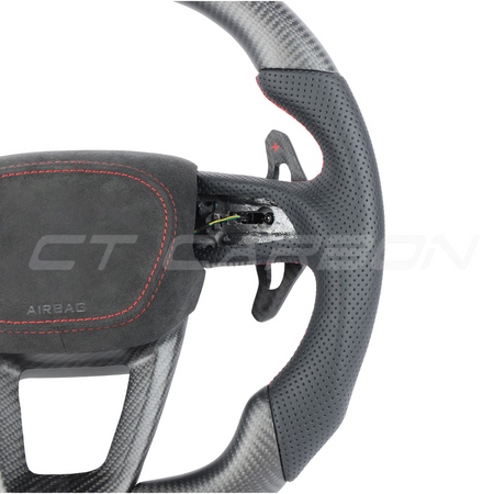 AUDI RSQ3/RSQ5/RSQ8 CARBON FIBRE / LEATHER FLAT TOP AND BOTTOM CUSTOM STEERING WHEEL