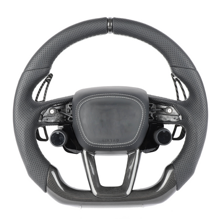AUDI RSQ8 LEATHER / CARBON FIBRE WITH SWITCHES FLAT BOTTOM CUSTOM STEERING WHEEL
