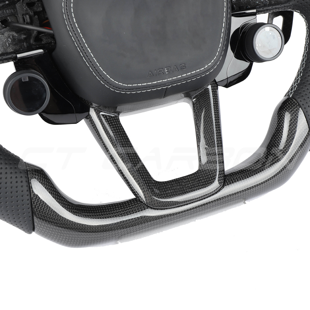 AUDI RSQ8 LEATHER / CARBON FIBRE WITH SWITCHES FLAT BOTTOM CUSTOM STEERING WHEEL