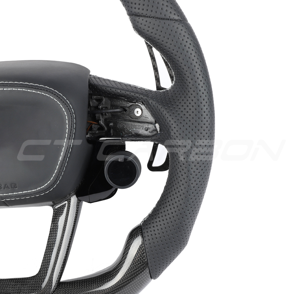 AUDI RSQ8 LEATHER / CARBON FIBRE WITH SWITCHES FLAT BOTTOM CUSTOM STEERING WHEEL
