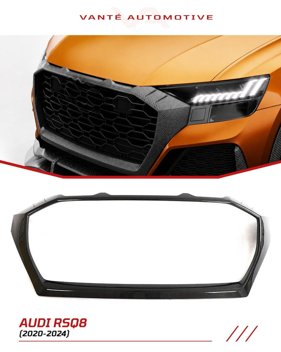 Audi RSQ8 4M Carbon Fiber Front Bumper Grill Cover Trims