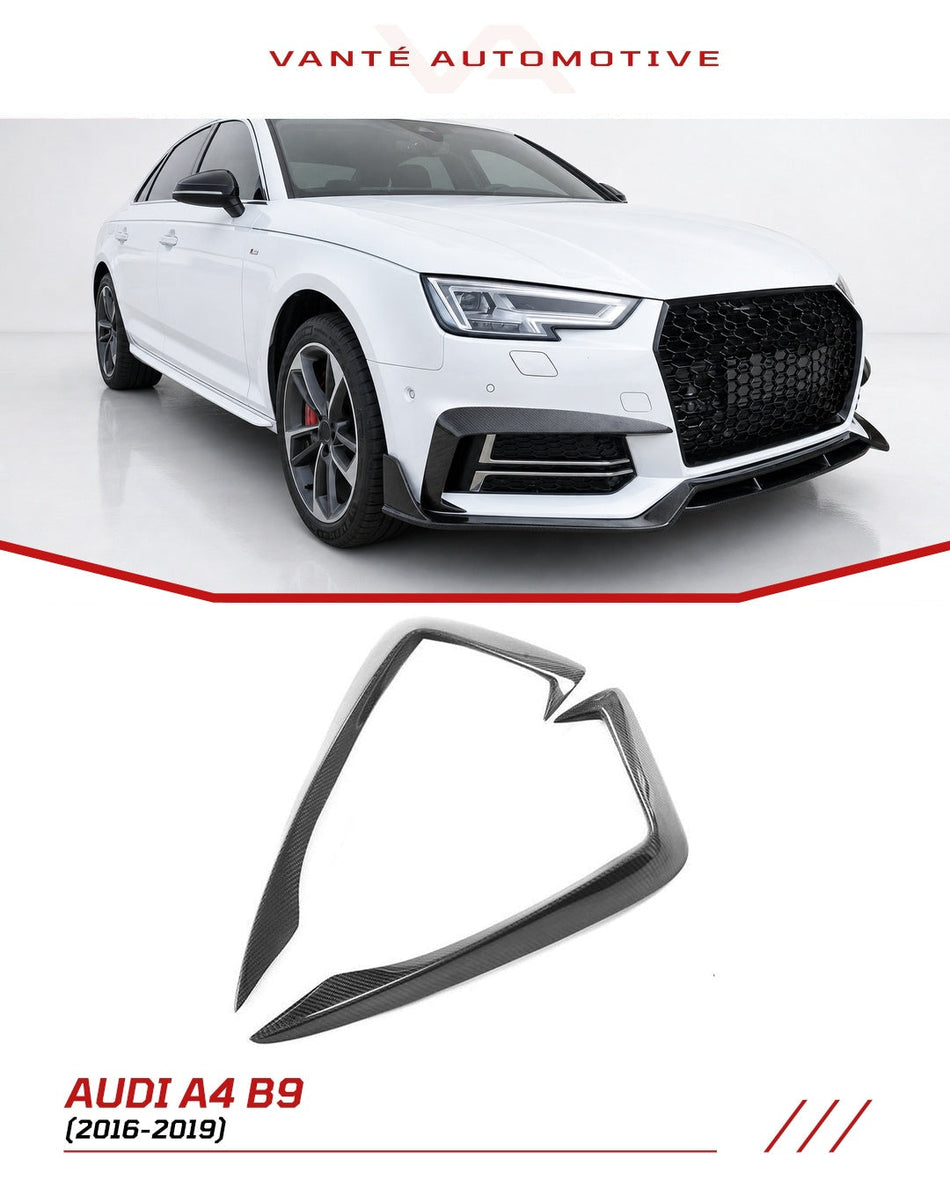 Audi A4 S-Line B9 Carbon Fibre Front Fog Lamp Cover Trims