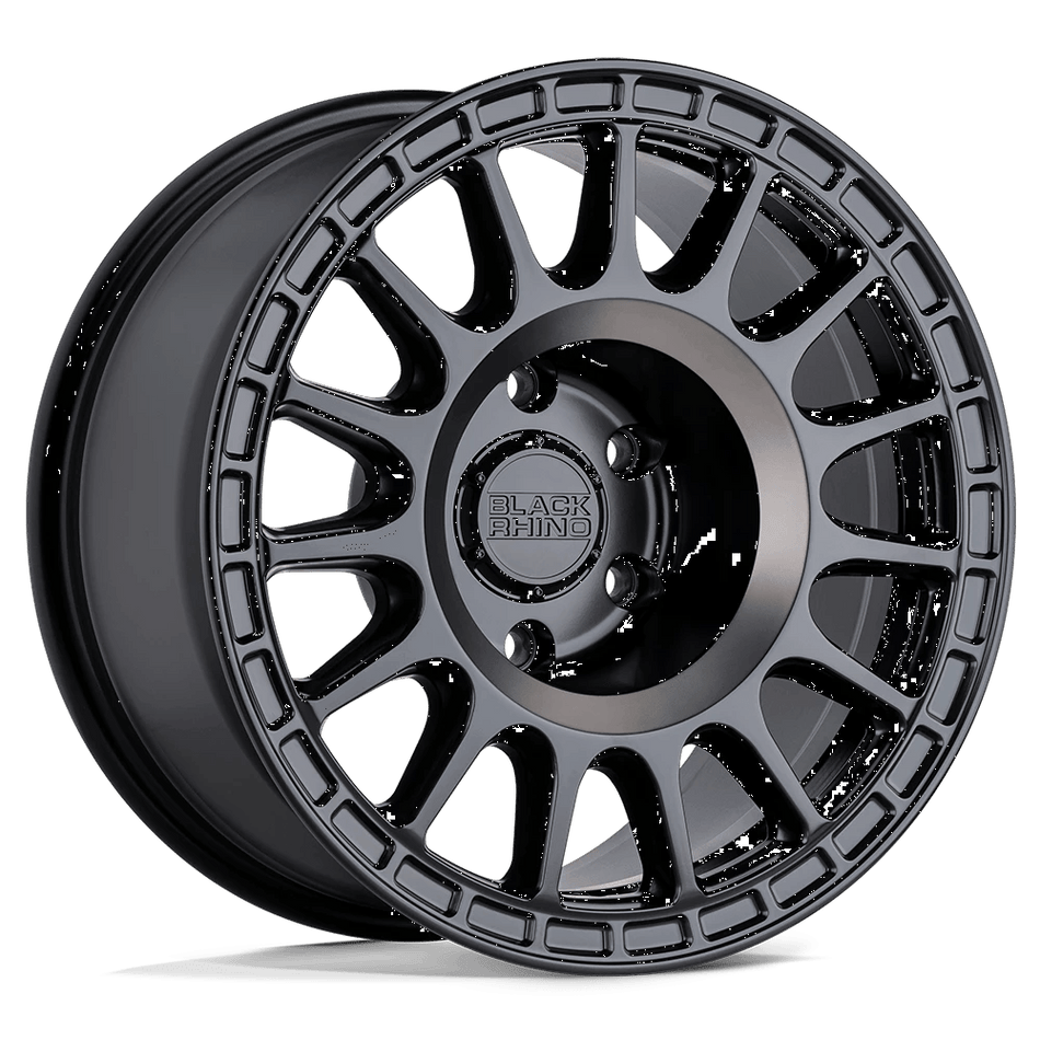 Black Rhino Hard Alloys SANDSTORM 18x8.5 ET0 6x139.7 Semi Gloss Black w/ Machined Dark Tint Ring