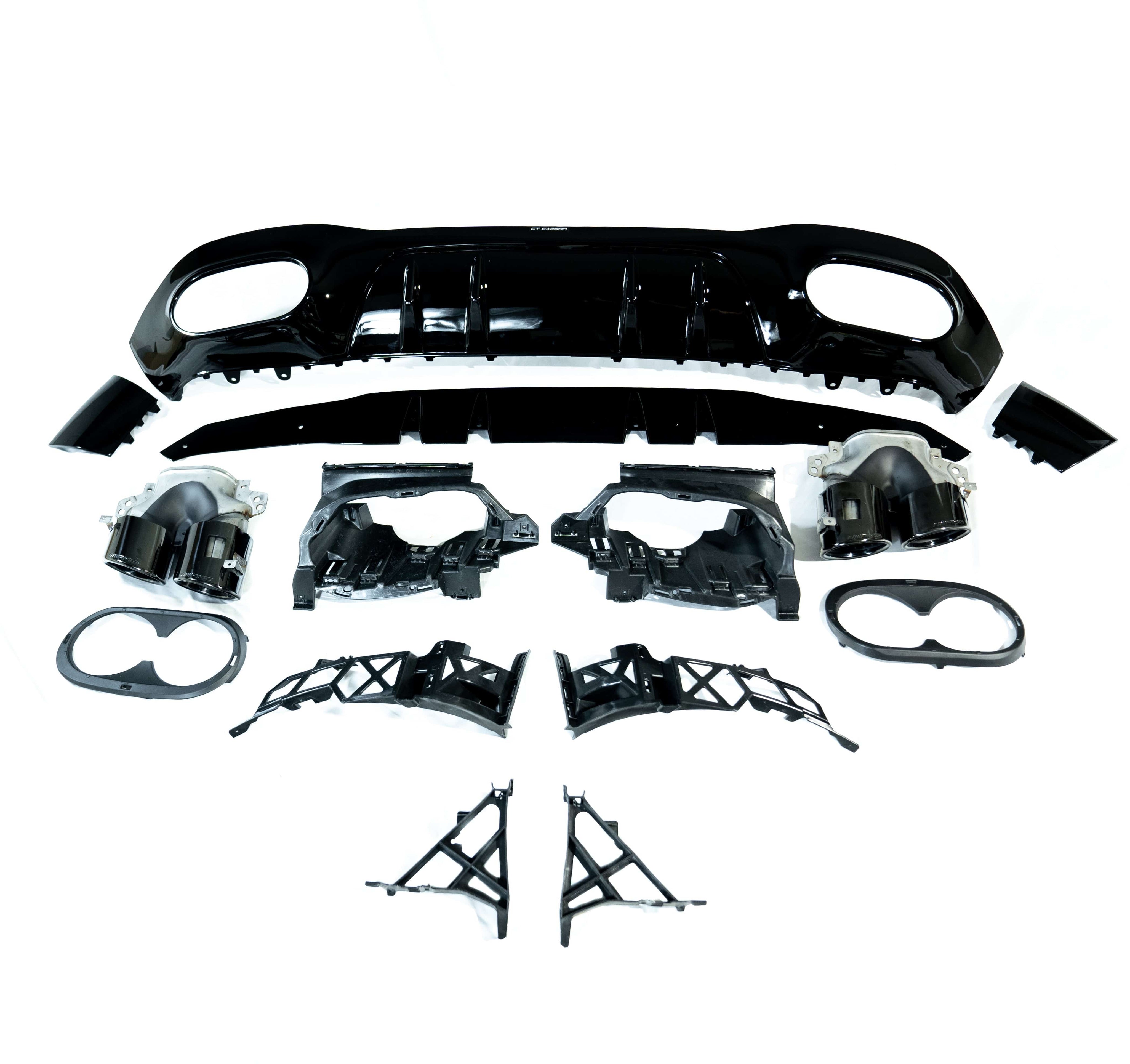 BLAK BY CT Diffuser MERCEDES A-CLASS W177 GLOSS BLACK QUAD TIP DIFFUSER