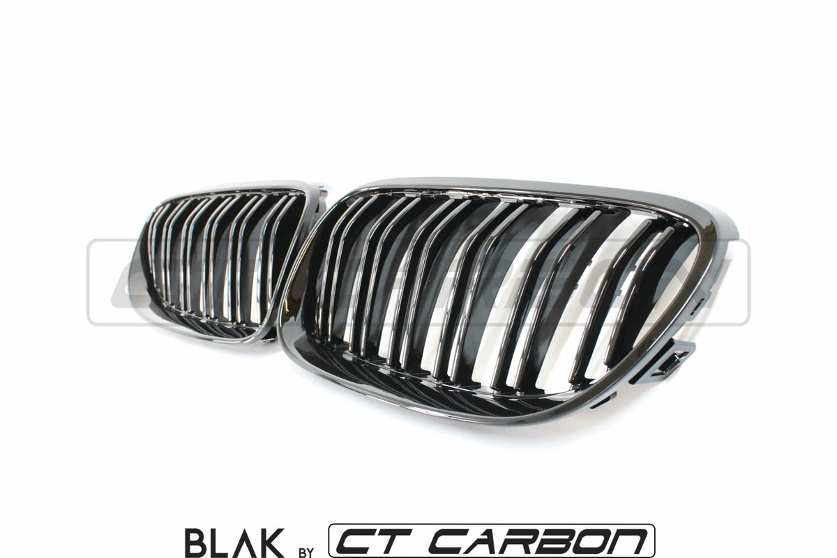 BLAK BY CT GRILLE BMW 3 SERIES E92 & E93 LCI DOUBLE SLAT BLACK GRILLES - BLAK BY CT CARBON