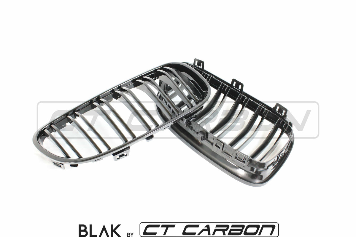 BLAK BY CT GRILLE BMW 3 SERIES E92 & E93 LCI DOUBLE SLAT BLACK GRILLES - BLAK BY CT CARBON