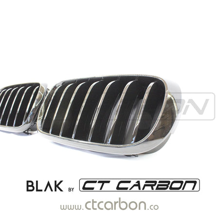 BLAK BY CT GRILLE BMW F15 & F16 X5 & X6 SINGLE SLAT BLACK GRILLES- BLAK BY CT CARBON