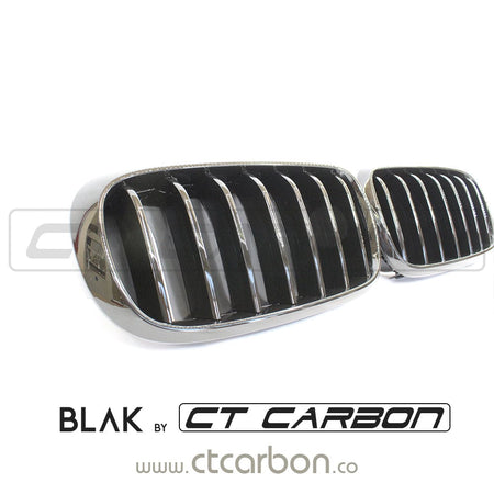 BLAK BY CT GRILLE BMW F15 & F16 X5 & X6 SINGLE SLAT BLACK GRILLES- BLAK BY CT CARBON
