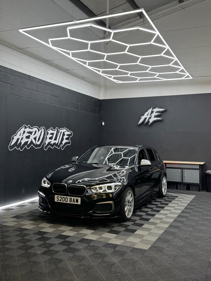 BMW 1 Series F20 front three-quarter view with front splitter and 2Forge ZF8 wheels – Aero Elite