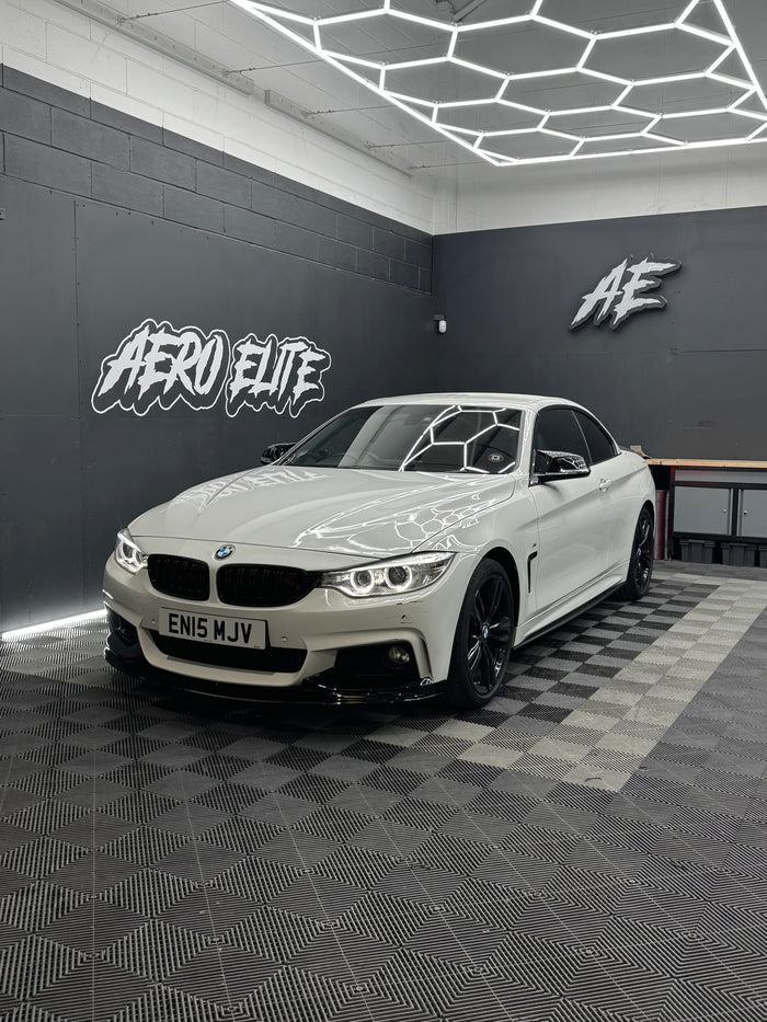 BMW 4 Series F32 front three-quarter view after front splitter fitted, Aero Elite styling upgrade