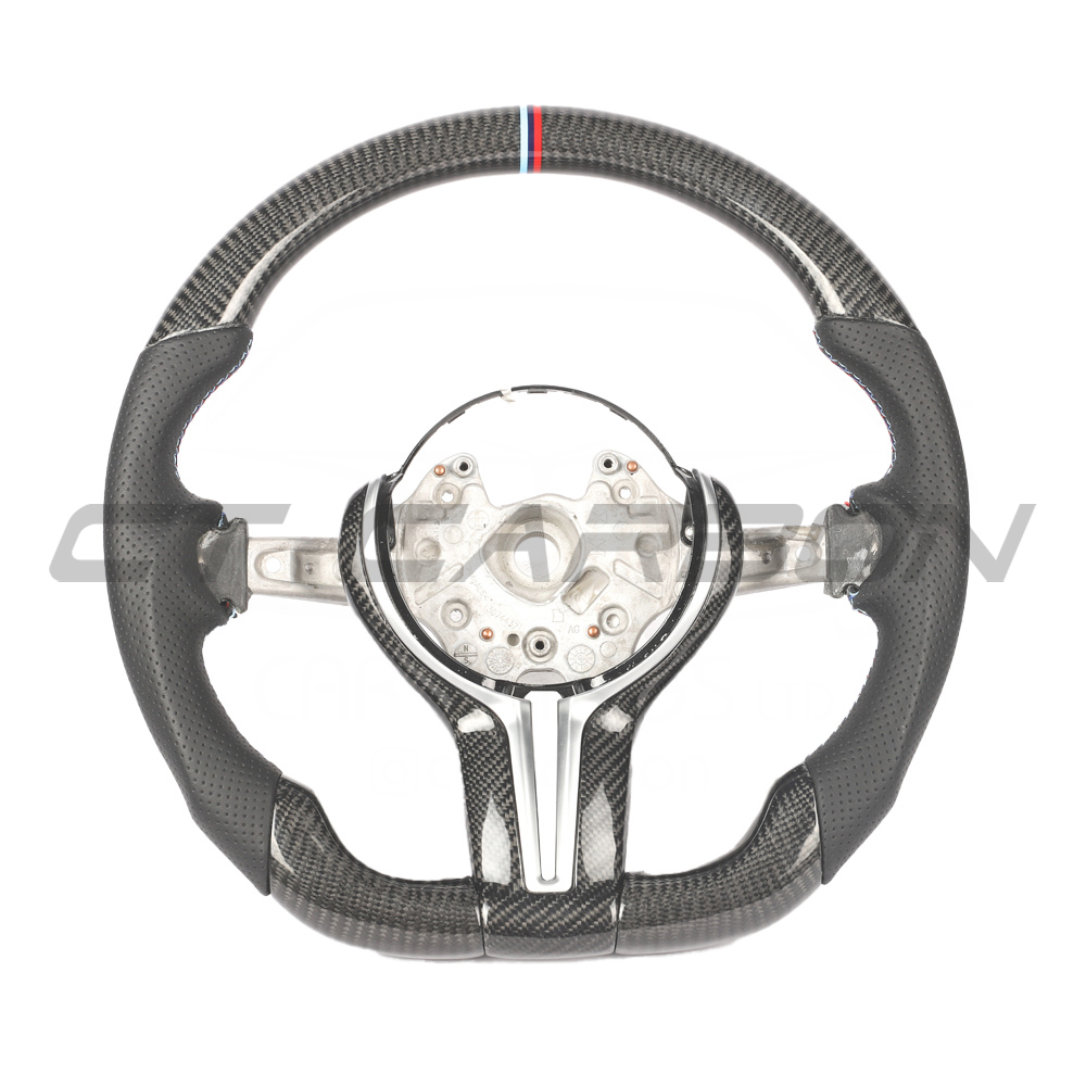 BMW FXX CARBON FIBRE & LEATHER FLAT BOTTOM CUSTOM STEERING WHEEL