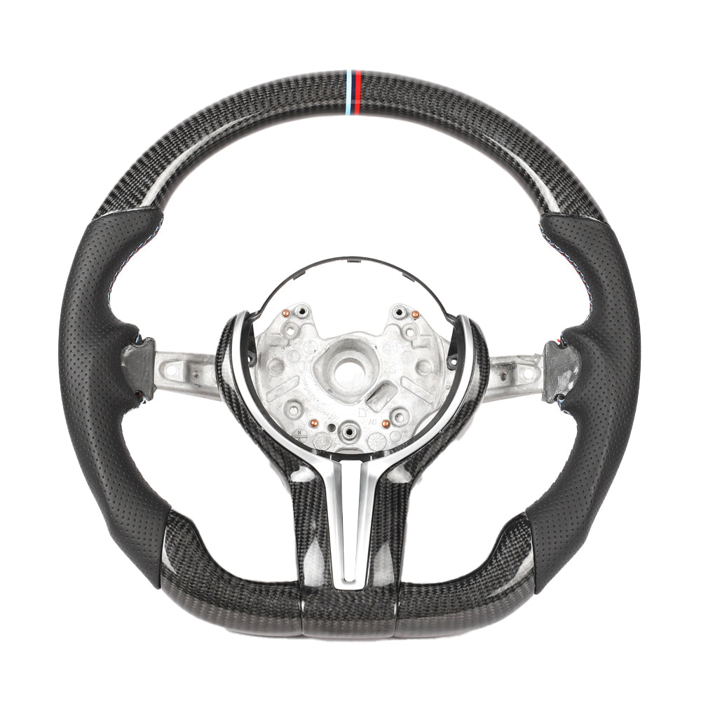 BMW FXX CARBON FIBRE & LEATHER FLAT BOTTOM CUSTOM STEERING WHEEL