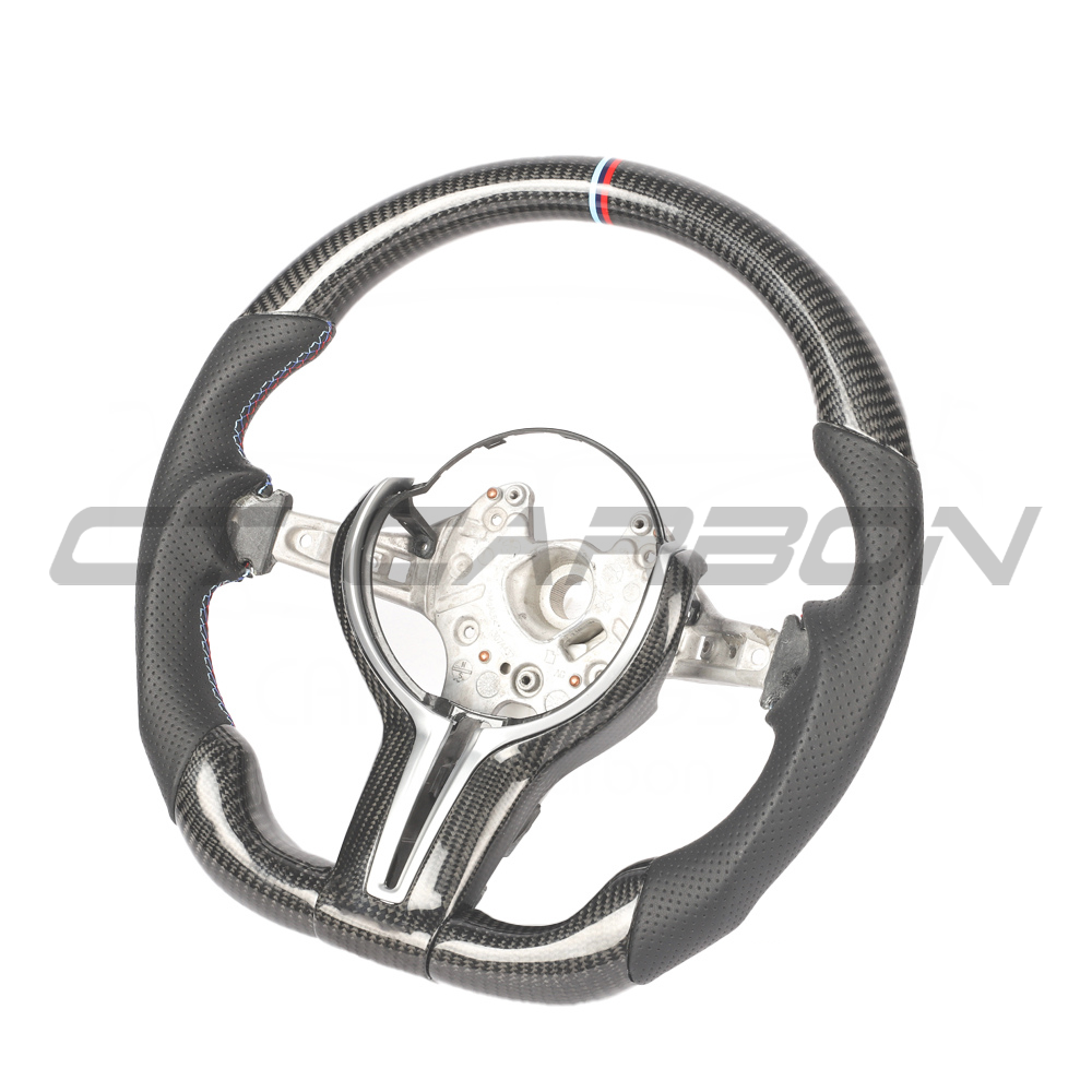 BMW FXX CARBON FIBRE & LEATHER FLAT BOTTOM CUSTOM STEERING WHEEL