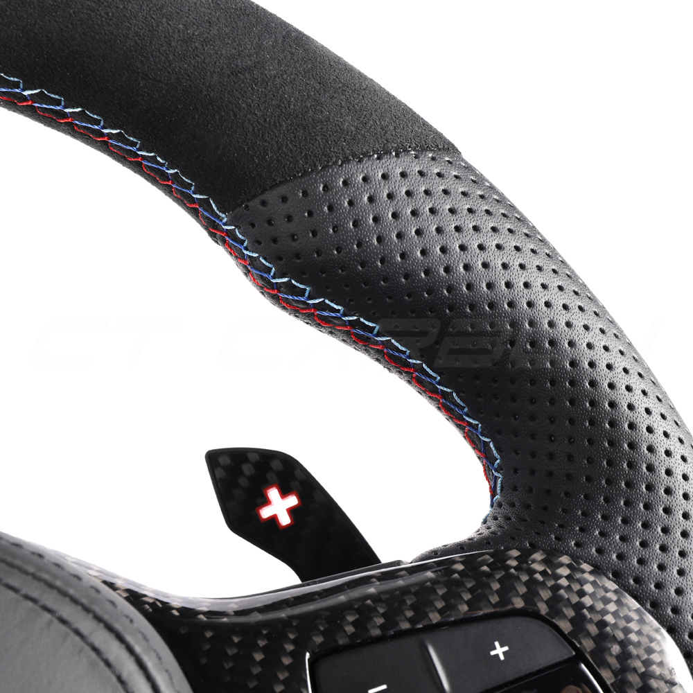 BMW G8X LEATHER / ALCANTARA FLAT BOTTOM CUSTOM STEERING WHEEL