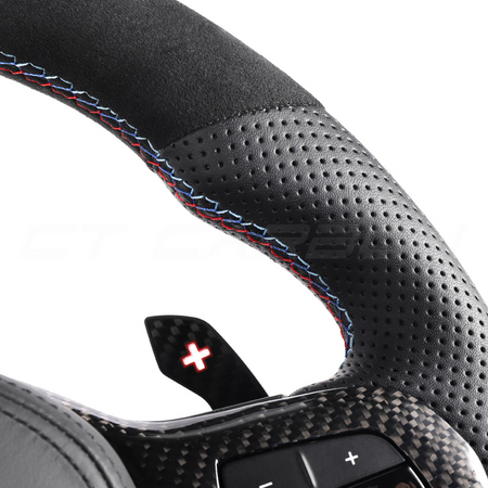 BMW G8X LEATHER / ALCANTARA FLAT BOTTOM CUSTOM STEERING WHEEL