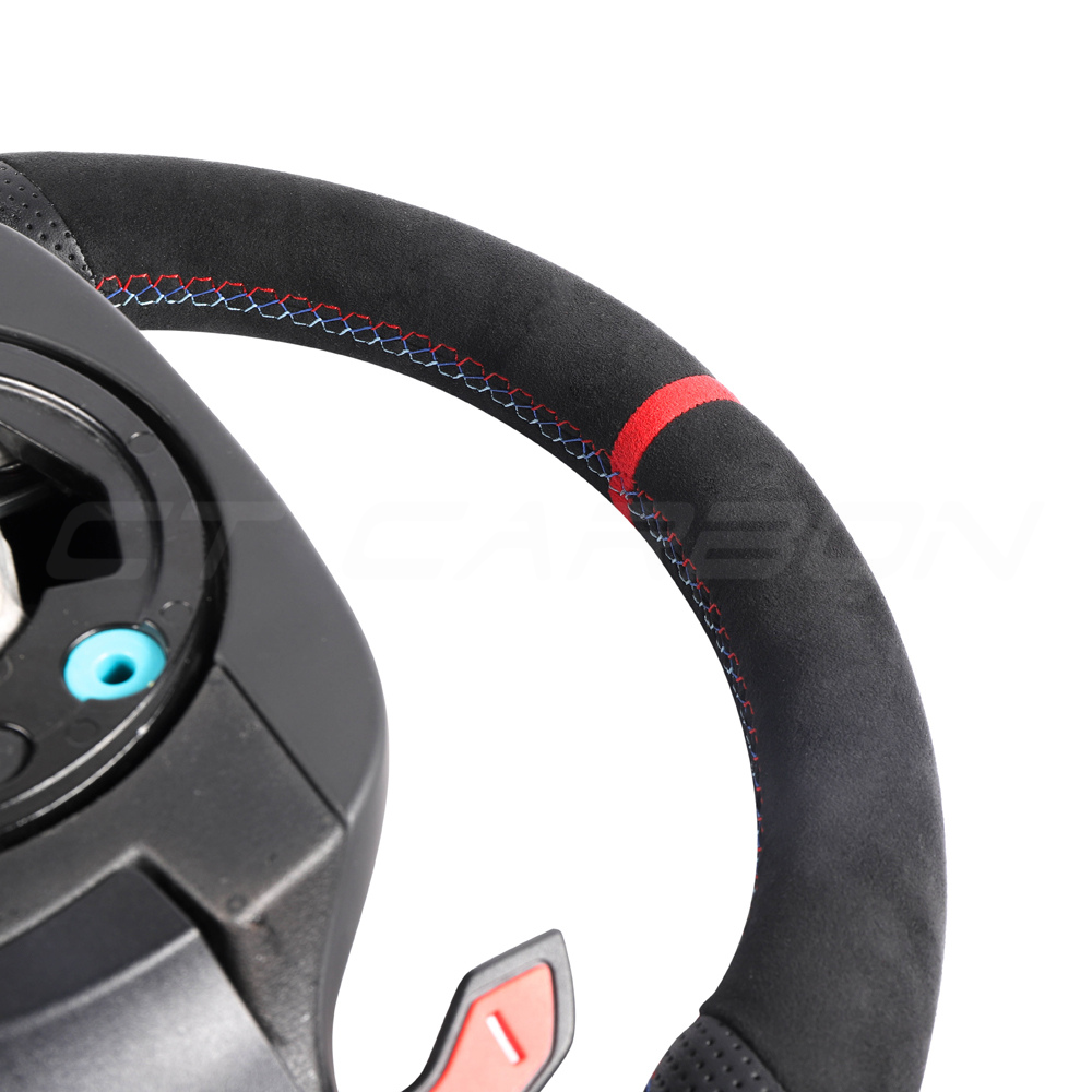 BMW G8X LEATHER / ALCANTARA FLAT BOTTOM CUSTOM STEERING WHEEL