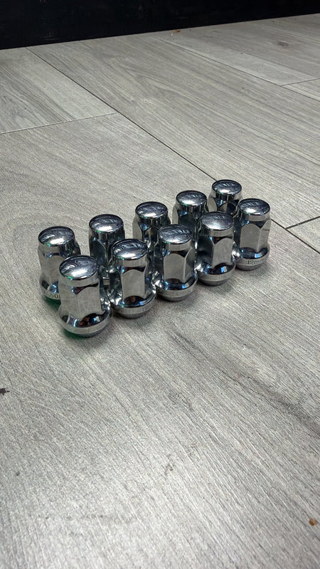 M12x1.5 chrome short hex wheel nuts, pack of 10 – actual in-stock item