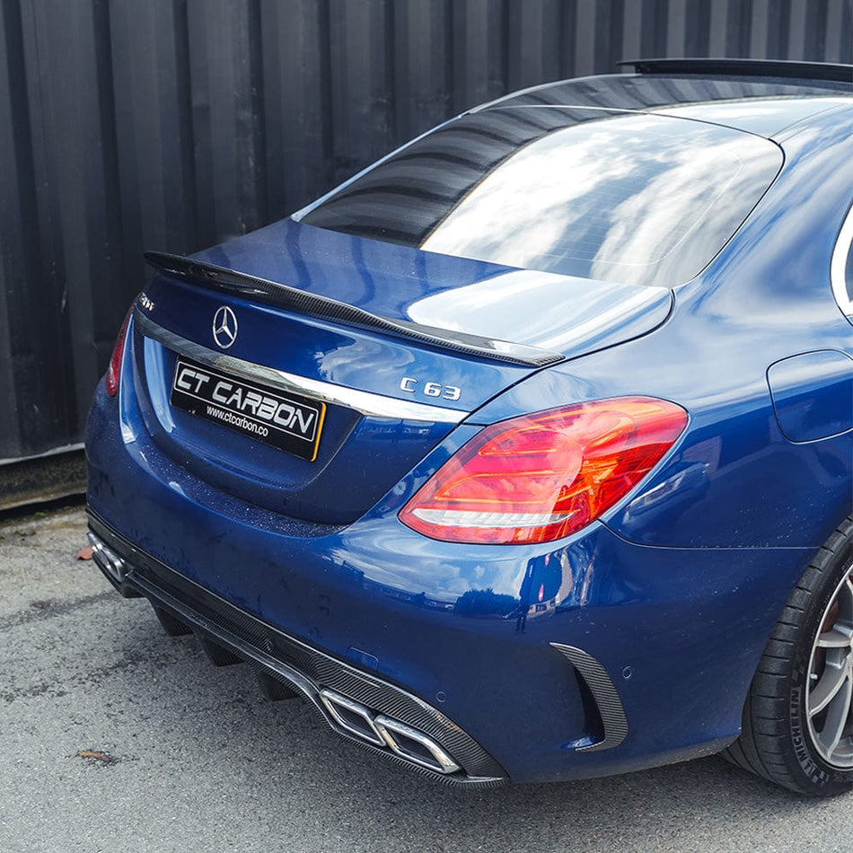 CT CARBON Rear Canards MERCEDES W205 C63 & C43 SALOON REAR BUMPER CARBON FIBRE CANARDS