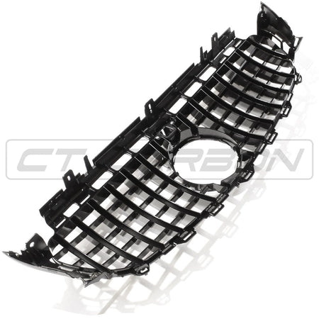 CT CARBON SPLITTER MERCEDES W213 & C238 2017-2020 E-CLASS GLOSS BLACK PANAMERICA GRILLE