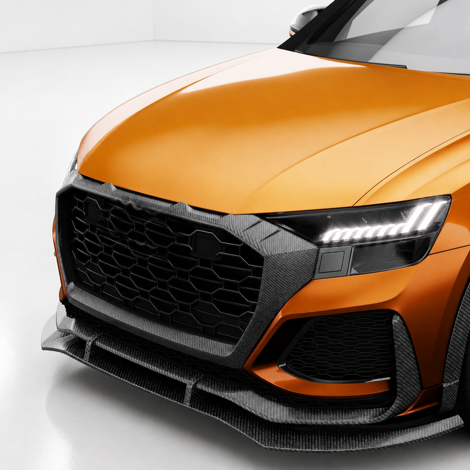 Audi RSQ8 4M Carbon Fiber Front Bumper Grill Cover Trims
