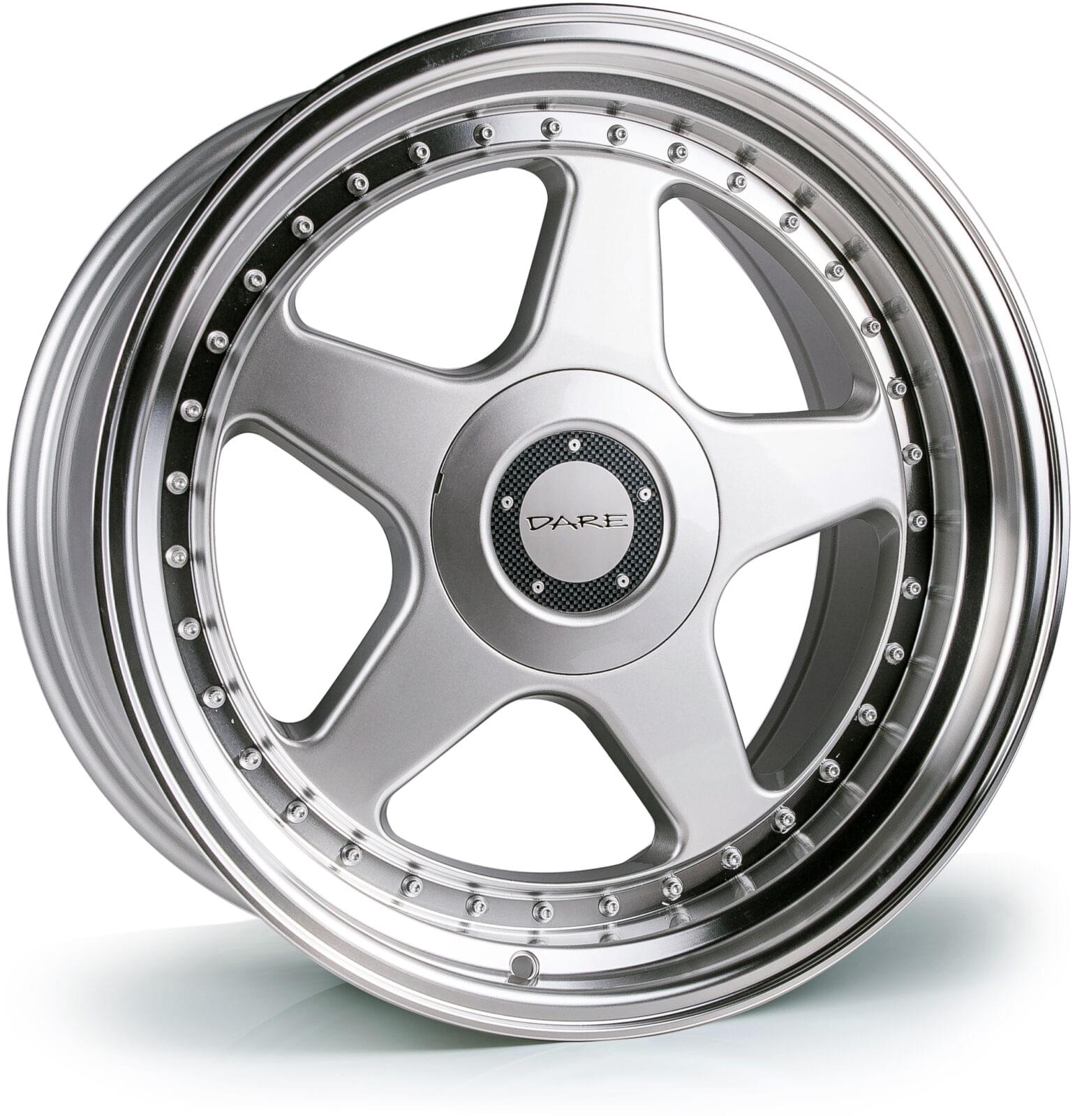 Dare F5 17x8.5 ET35 5x100|5x120 Silver Polished Lip