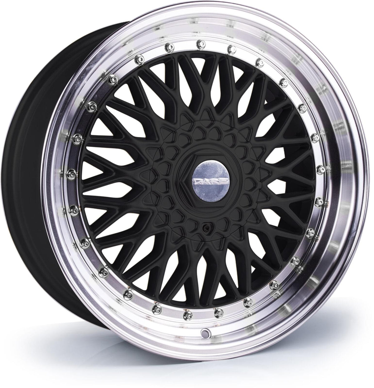 Dare DRRS 15x7 ET20 4x100|4x108 Gloss Black Polished / Chrome Rivets