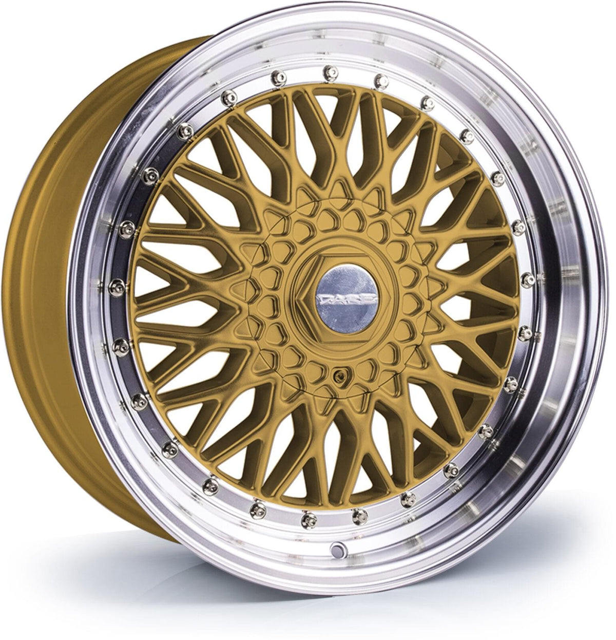Dare DRRS 15x8 ET15 4x100|4x108 Gold Polished / Chrome Rivets