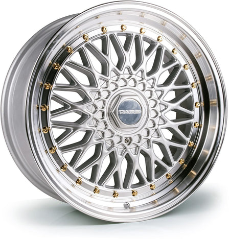 Dare DRRS 16x9 ET20 4x100|4x108 Silver Polished / Gold Rivets