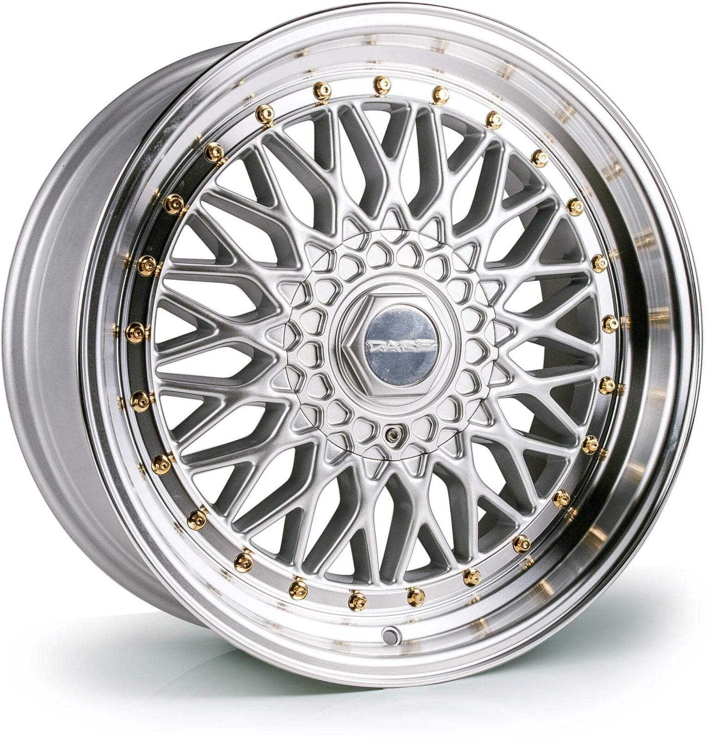 Dare DRRS 17x8.5 ET25 5x120.65 Silver Polished / Gold Rivets