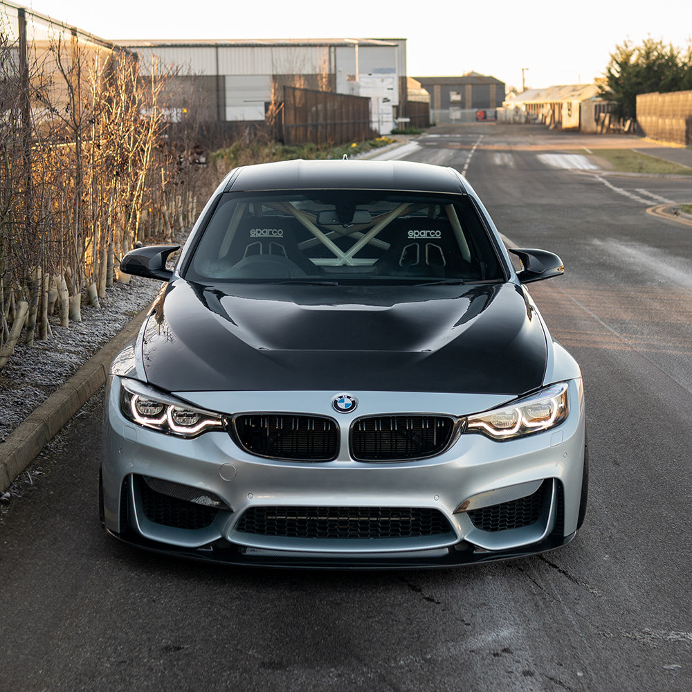 BMW M3/M4 (F80 F82 F83) PRE-PREG CARBON FIBRE SPLITTER - GT STYLE-Splitter-CT CARBON-CT Carbon - High-quality carbon fiber and gloss black aerodynamic parts for premium sports and luxury vehicles.