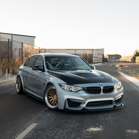 BMW M3/M4 (F80 F82 F83) PRE-PREG CARBON FIBRE SPLITTER - GT STYLE-Splitter-CT CARBON-CT Carbon - High-quality carbon fiber and gloss black aerodynamic parts for premium sports and luxury vehicles.