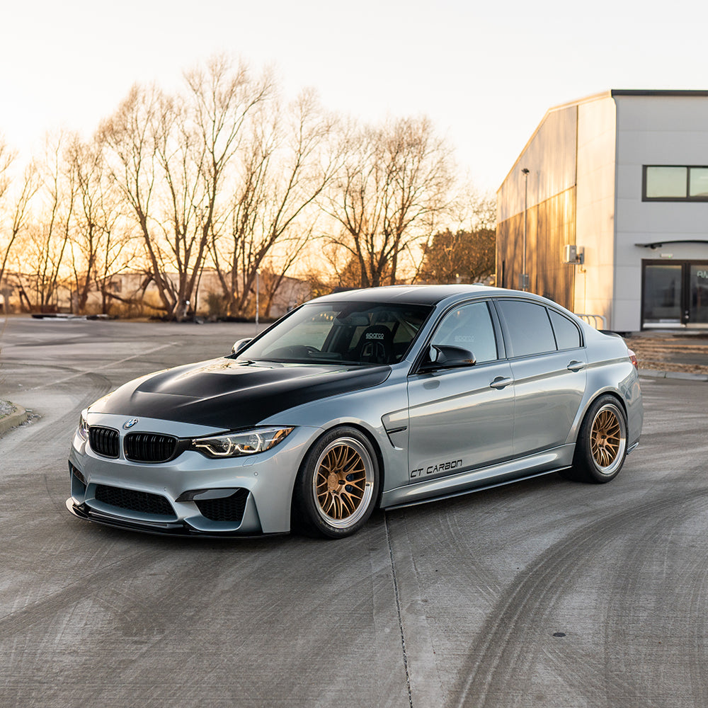 BMW M3/M4 (F80 F82 F83) PRE-PREG CARBON FIBRE SPLITTER - GT STYLE-Splitter-CT CARBON-CT Carbon - High-quality carbon fiber and gloss black aerodynamic parts for premium sports and luxury vehicles.