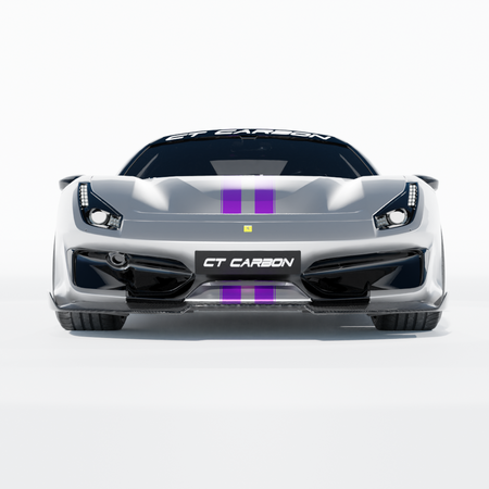 FERRARI 488 PISTA CARBON FIBRE SPLITTER - CT DESIGN-Splitter-CT CARBON-CT Carbon - High-quality carbon fiber and gloss black aerodynamic parts for premium sports and luxury vehicles.