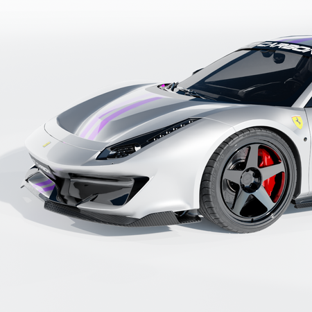 FERRARI 488 PISTA CARBON FIBRE SPLITTER - CT DESIGN-Splitter-CT CARBON-CT Carbon - High-quality carbon fiber and gloss black aerodynamic parts for premium sports and luxury vehicles.
