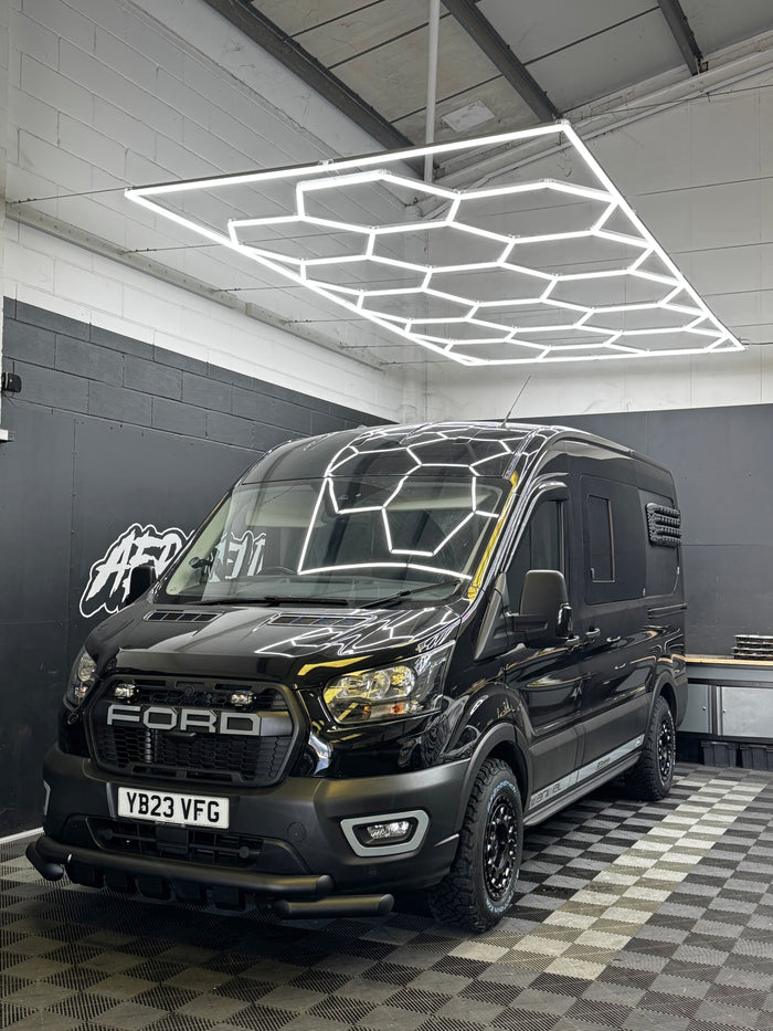 Ford Transit (MK8) Animal with new off-road wheels by Aero Elite, front three-quarter view