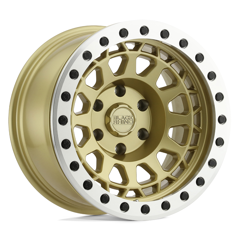 Black Rhino Hard Alloys PRIMM BEADLOCK 17x8.5 ET-38 5x127 Matte Gold w/ Machined Ring