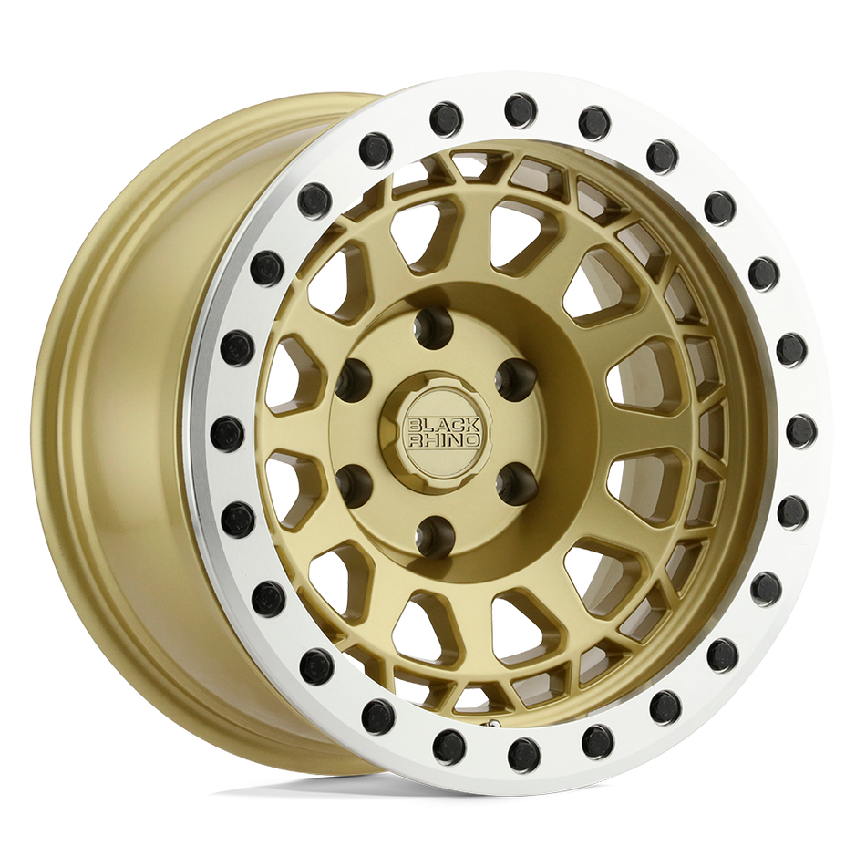 Black Rhino Hard Alloys PRIMM BEADLOCK 17x8.5 ET-38 5x127 Matte Gold w/ Machined Ring