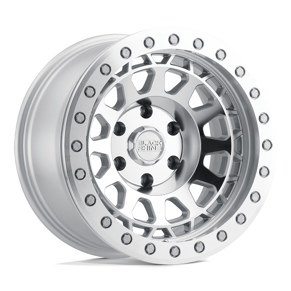 Black Rhino Hard Alloys PRIMM BEADLOCK 17x8.5 ET-38 5x127 Silver w/ Mirror Face & Machined Ring