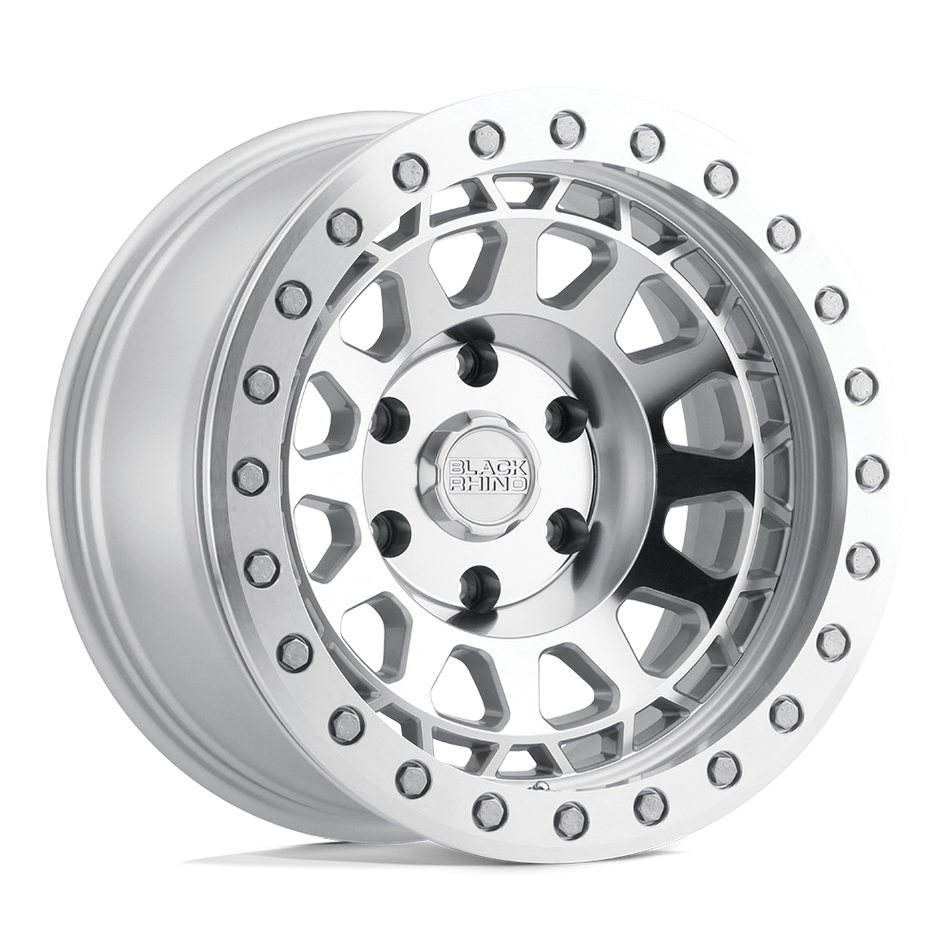 Black Rhino Hard Alloys PRIMM BEADLOCK 17x8.5 ET-38 5x127 Silver w/ Mirror Face & Machined Ring