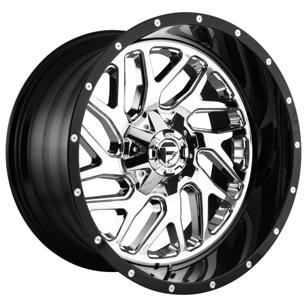 Fuel 1PC D211 TRITON 22x12 ET-44 8x170 Chrome w/ Gloss Black Lip