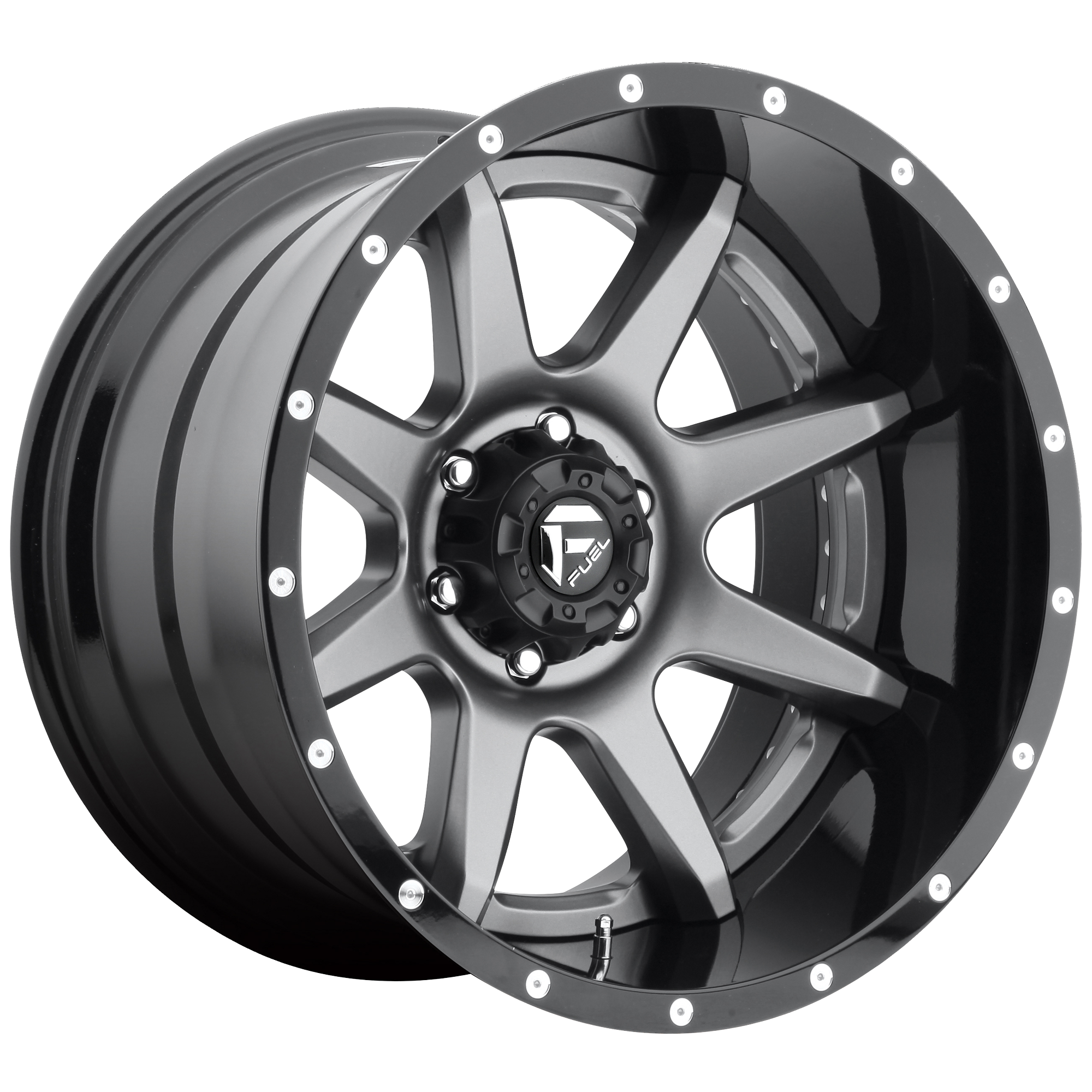 Fuel 1PC D238 RAMPAGE 20x10 ET-19 6x139.7 Matte Gunmetal Black Lip